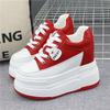 Fashion 13CM Microfiber Leather Spring Autumn Platform Wedge Women Chunky Sneaker Loafer Vulcanize Summer High Brand Comfy Shoes