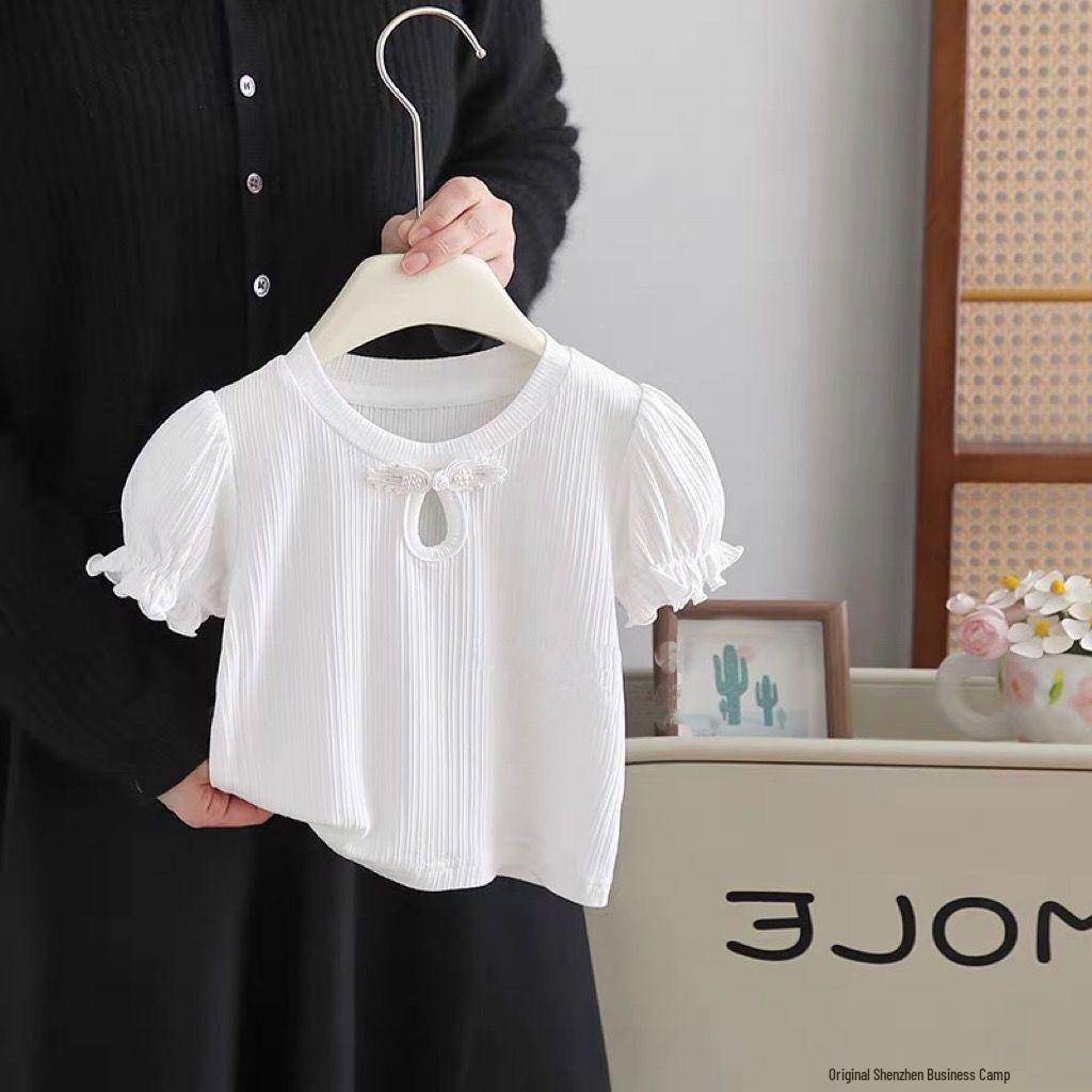 Girls' Summer New Chinese Style Short Sleeve Soft T-Shirt – Toddler Baby Breathable Top