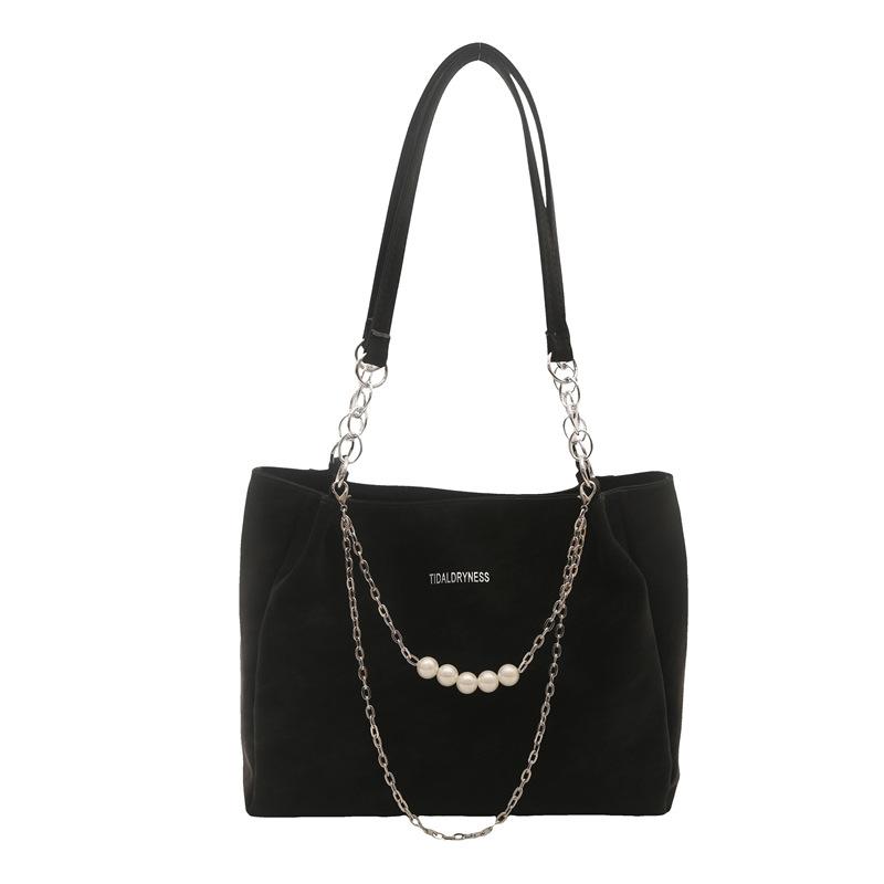 

Trendy women s bag new versatile commuter texture pearl chain large capacity casual shoulder tote bag