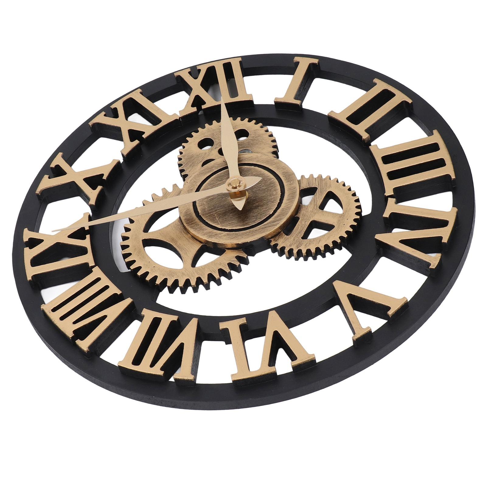 

Large 3D Retro Wall Clock 34CM Vintage Wooden Clock Numerals Industrial Clocks for Home Living Room Decoration