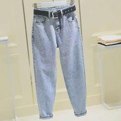Women's Summer 2024 Light Blue High-Waisted Korean-Style Slimming Loose Straight Jeans