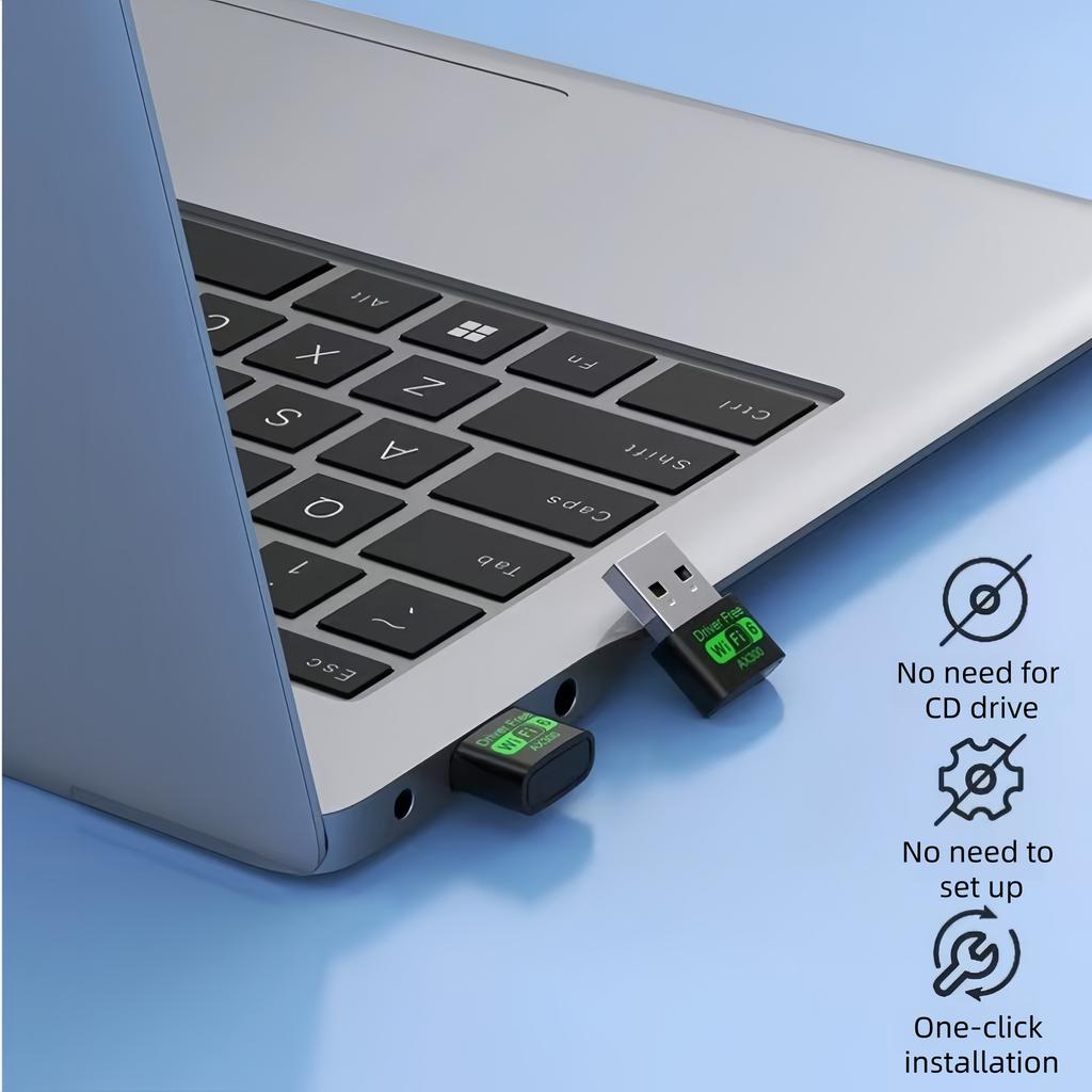 AX300 WIFI6 New Mini USB Adapter 2.4G 802.11AX Wireless Encryption Dongle Drive Free Wireless Network Card for Win7/10/11,Linux