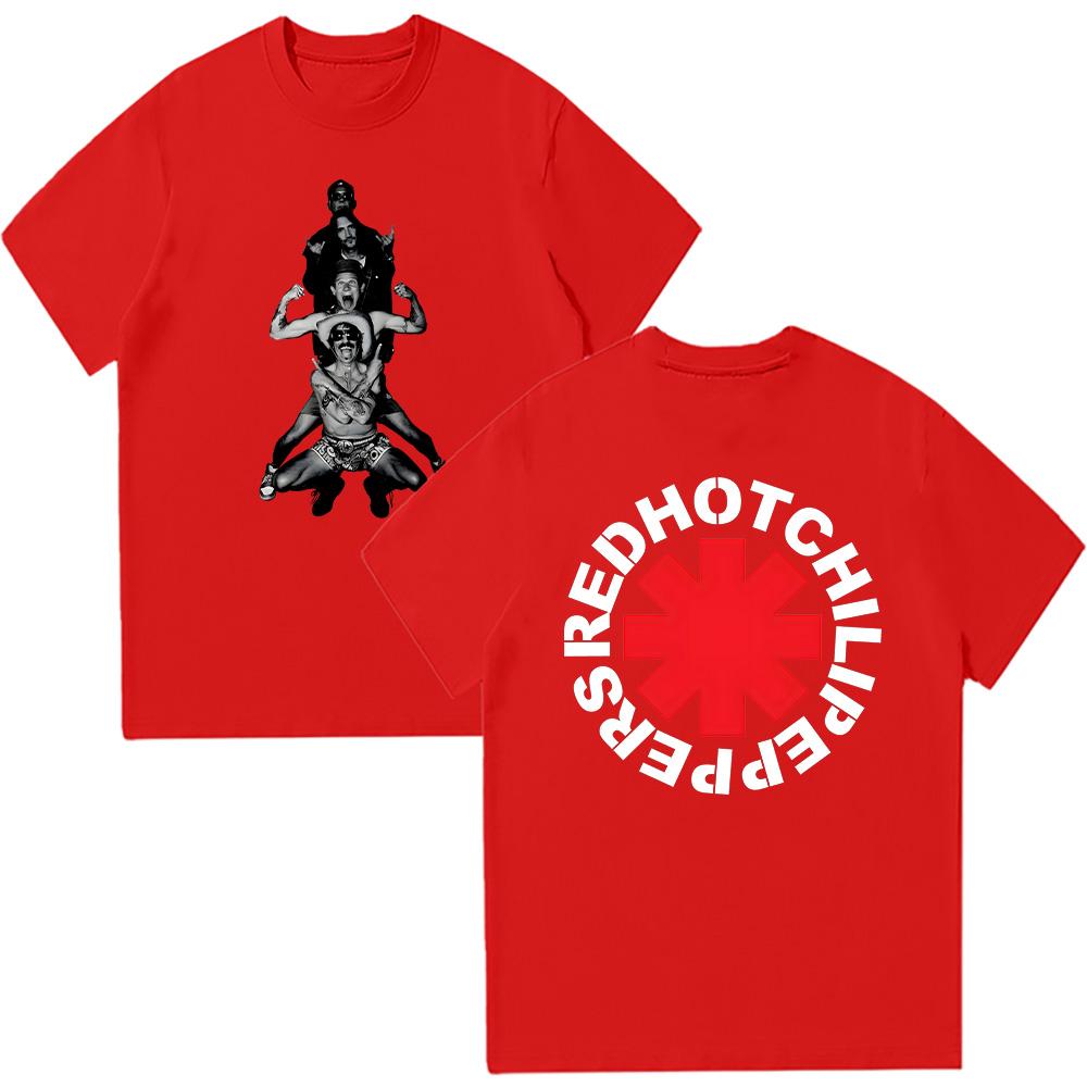 Red Hot Chili Peppers Band Cotton Retro T-shirts Men's Summer Casual Breathable Clothing Unisex Short Sleeve Comfort T Shirt Y2K