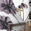 Purple Artistic Flower Tulle Curtains Living Room Kitchen Chiffon Curtain Bedroom Balcony Sheer Curtain Fashion Home Decor