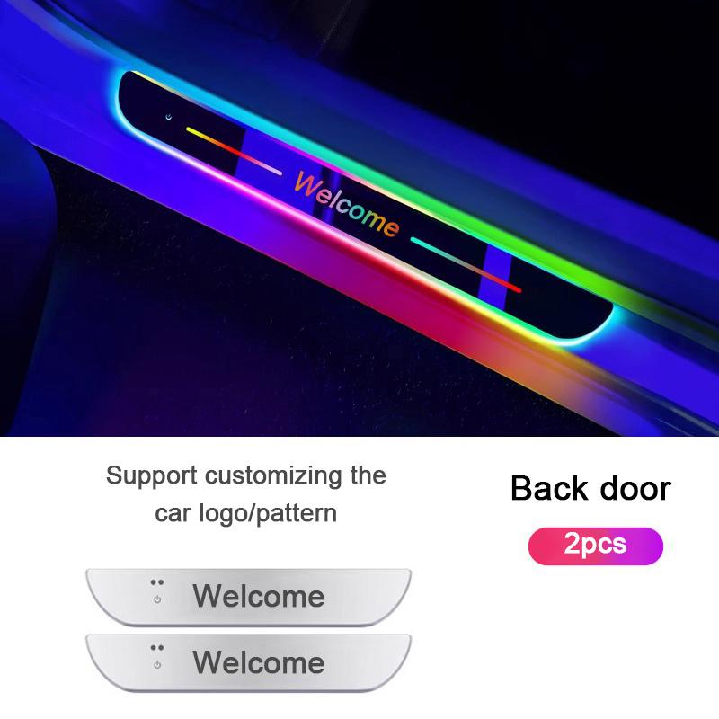 4pcs Customized Car Glows Welcome Door Sill Strip Light Threshold Lamp Welcome Scuff Plate Pedal Light Ambient Light Illuminated