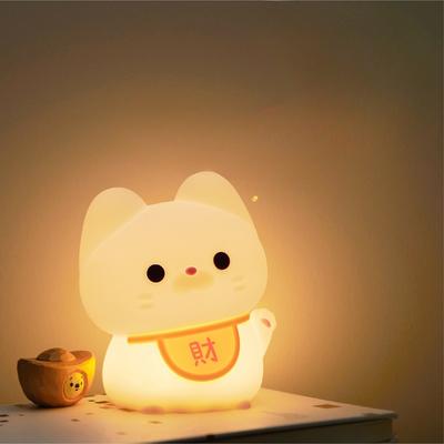 Maneki Neko Noční světlo Silikonové Plácací SvětloLožnice Noční Světlo na SpaníDekorativní Atmosférické Světlo