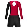 Kids Girls Stylish Clothing Set for Skating Training Wear Outfits Long Sleeve Contrast Color Leotards and Shorts