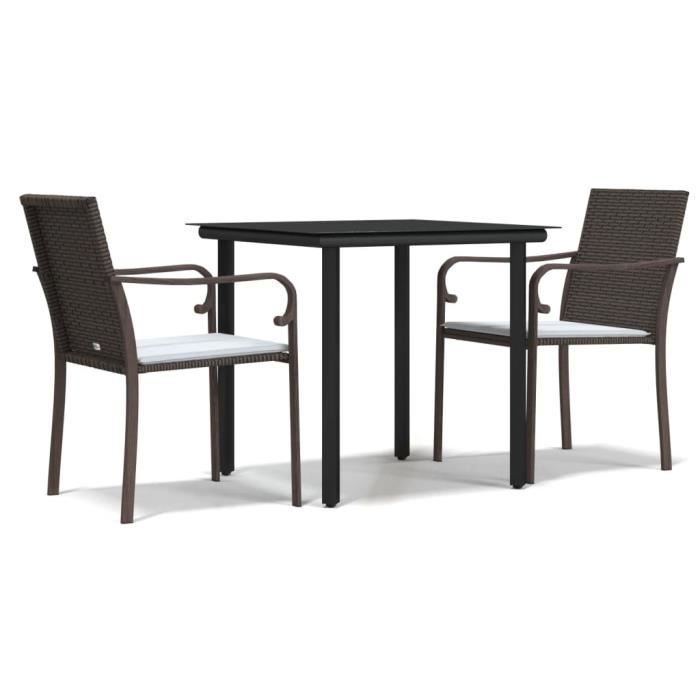 VidaXL Ensemble à manger de jardin 3 pcs coussins résine tressée acier 3186953