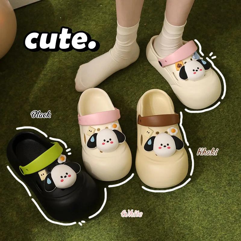 Fashion Female Platform Sandals Cute Dog DIY Fashion Clogs New 2025 Summer Shoes Woman Street Beach Slippers Soft EVA  Girls Slides