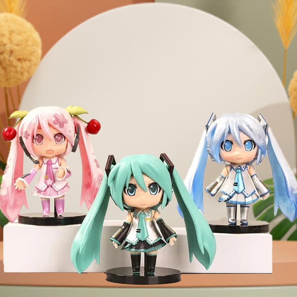 Japanisches Anime-Modell Hatsune Miku kawaiii Mädchen PVC-Modell Puppen-Set Weihnachtsspielzeug Schreibtisch Kuchen Dekoration niedlich