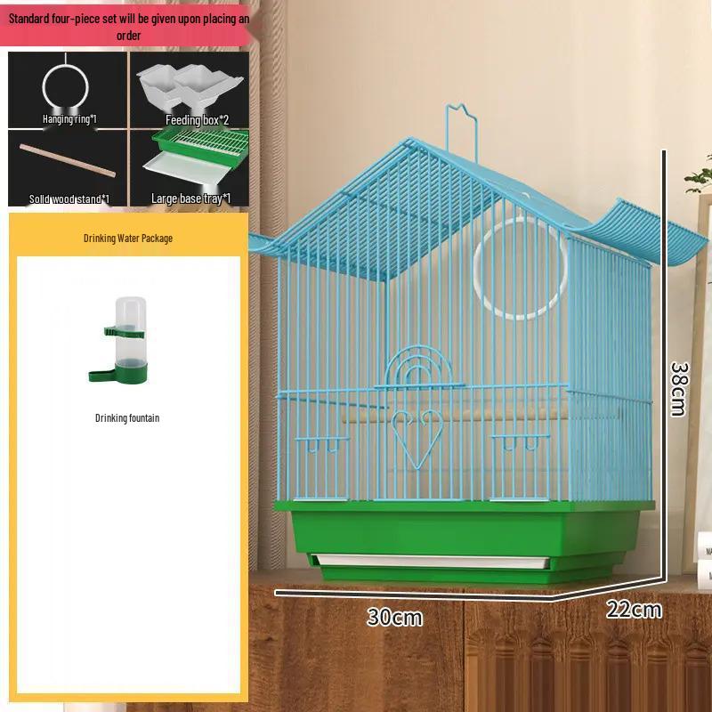 Kompakt díszfém madárkalitka bazsarózsa, gyöngyös pinty vagy hullámos papagáj számára