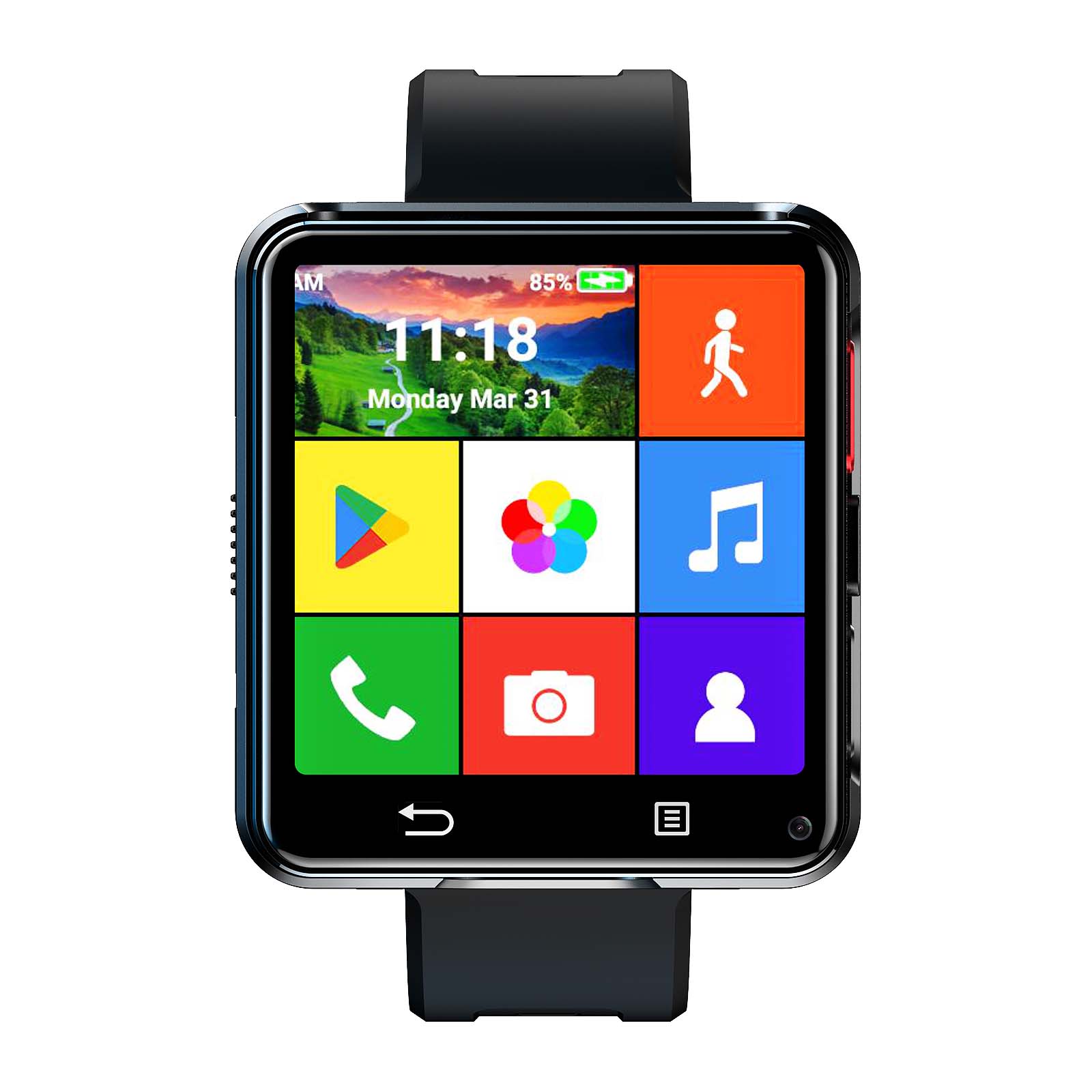 

S222 5G Розумний годинник Android 11.0 ОС Smartwatch 2,64 дюйма Великий екран 480*480 MTK6761 500 Вт Подвійна камера Акумулятор 1200 мАг Wi-Fi GPS 4GB 64GB чорний