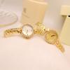 Exquisite Retro Jewelry, High-End Precision 5A Diamond-Encrusted Relief Bracelet, Temperament Quartz Small Gold Watch