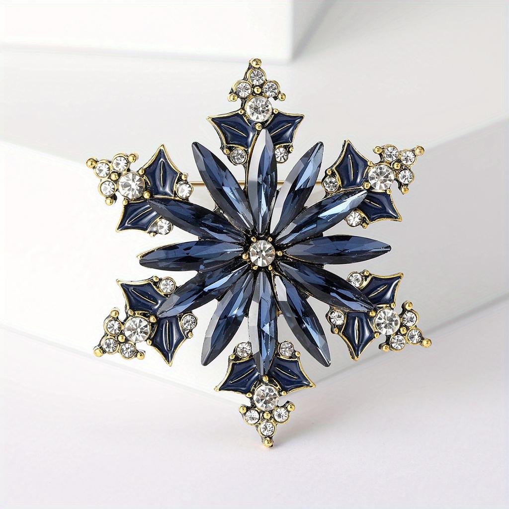 Women Men Fashion Exquistie Crystal Snowflake Christmas Festival Badges Pin Elegant Lady Party Banquet New Year Gift