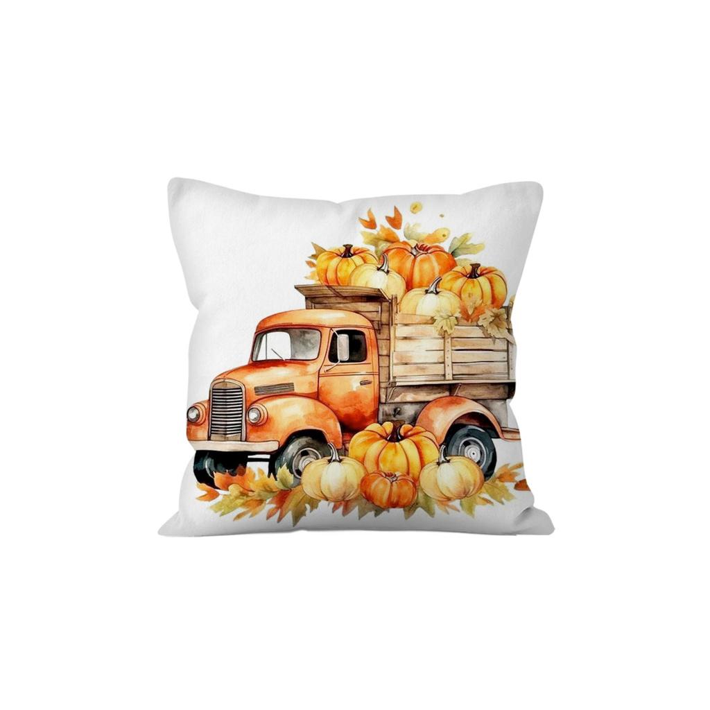 1Pc Thanksgiving Autumn Harvest Decoration Pillowcase, Autumn Harvest Pumpkin Pillows Cover, Candle Holder, Truck Pattern