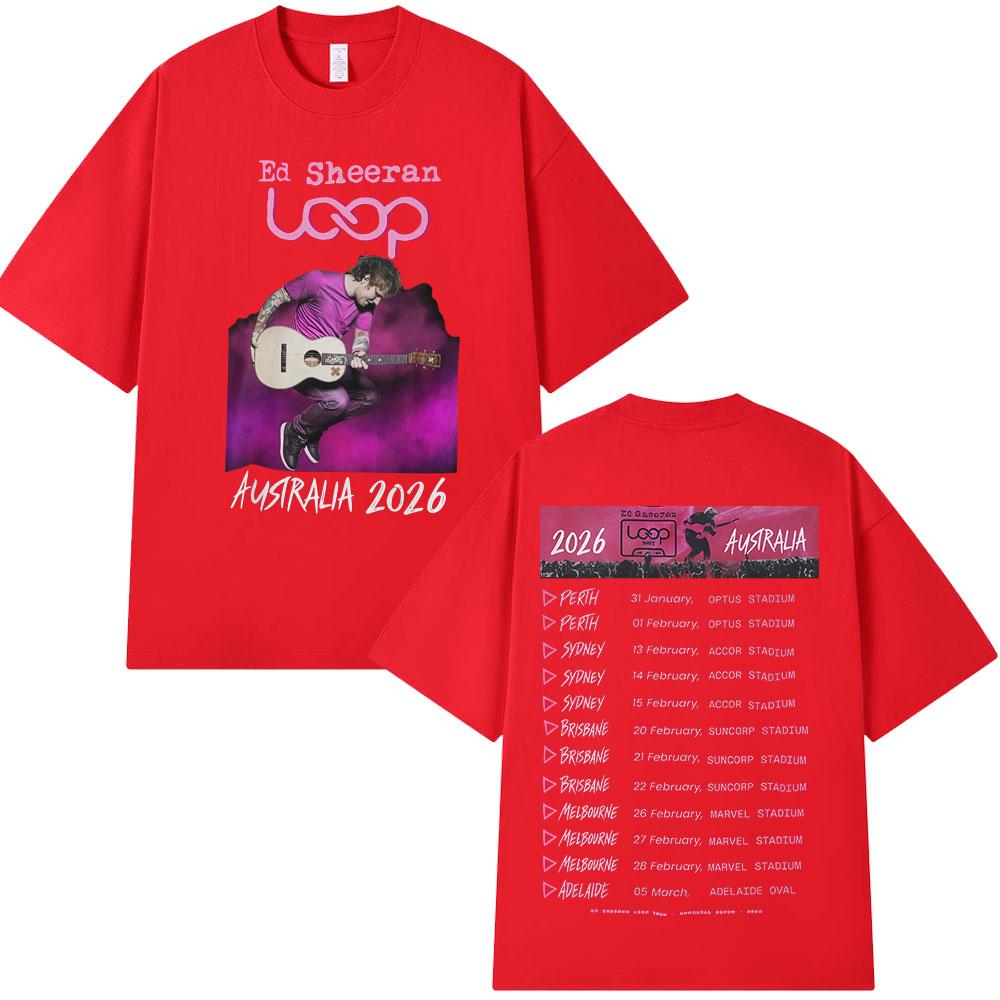 Ed Sheeran Loop Tour Australia 2026 Tour Merch Tshirts Fans Gifts Men Women Clothing Fashion Hip Hop Cotton Oversized T Shirts
