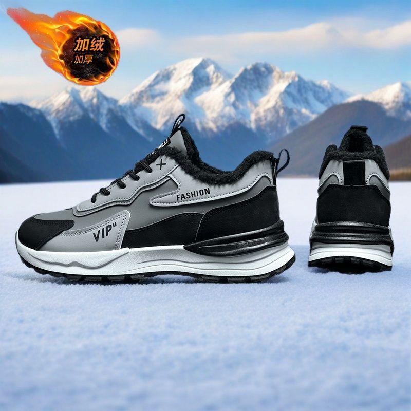 Vintersko i fløyel herre trendy allsidige tykksålede tykkere varme bomullssko casual pappa-sko herre