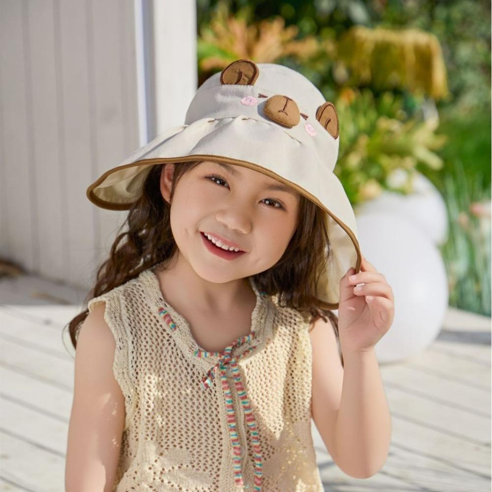 Open Top UV Protection Hat Cartoon Kapibala Large Brim Hat Children's Sun Hat For Boys And Girls