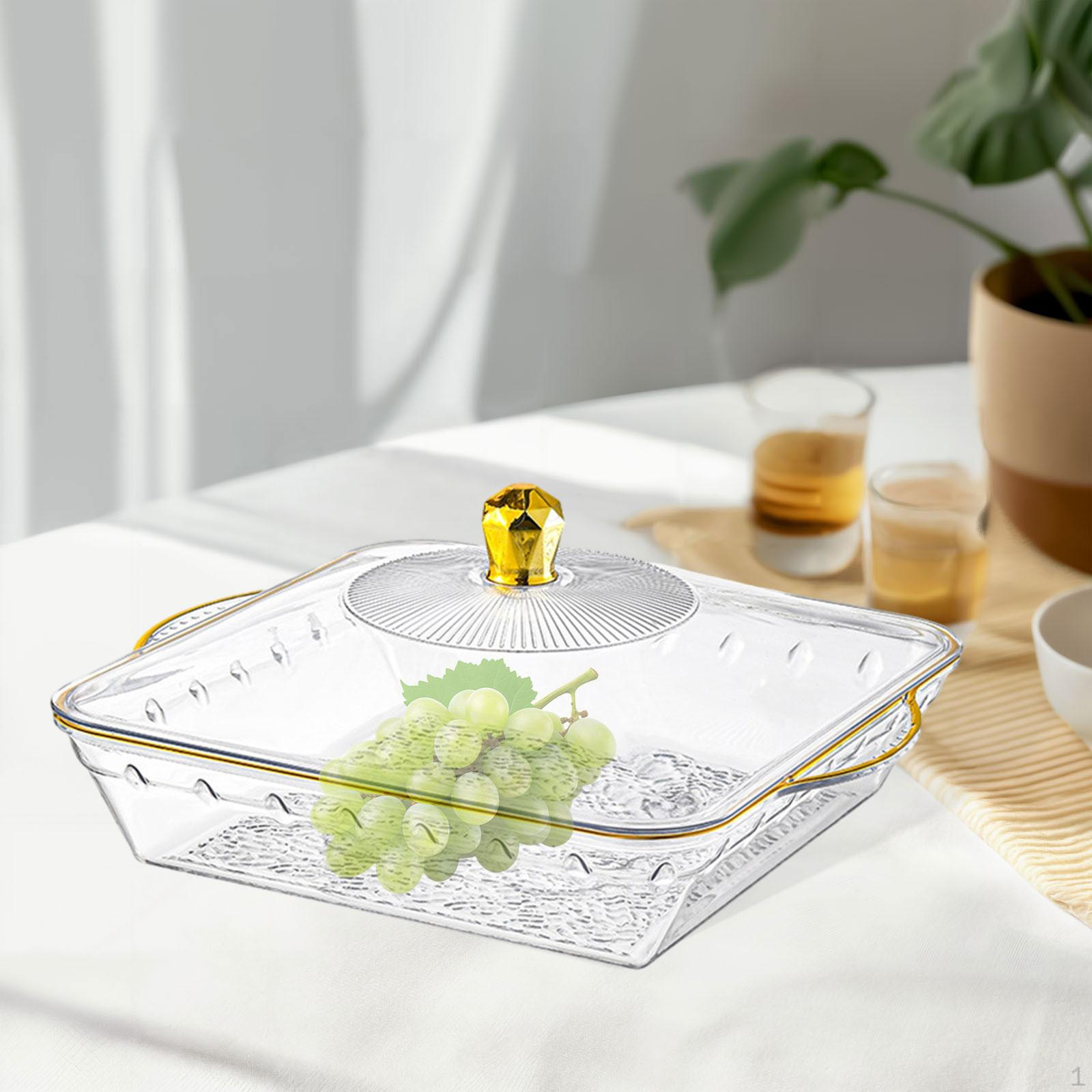 

Фруктовая чаша с крышкой, декоративная корзина, современный органайзер, сервировочная тарелка, поднос для 32.5x28x6.5cm clear