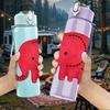 1PC Cute Red Elephant Cartoon Print 750ml Color Plastic Sports Water Bottle Leakproof Flip Straw Lid Suitable for Sports Office Home Use