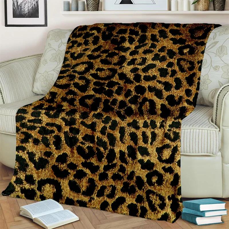 3D Wild Leopard Stripe Print Series Blanket,Soft Throw Blanket for Home Bedroom Bed Sofa Picnic Travel Office Cover Blanket Kids