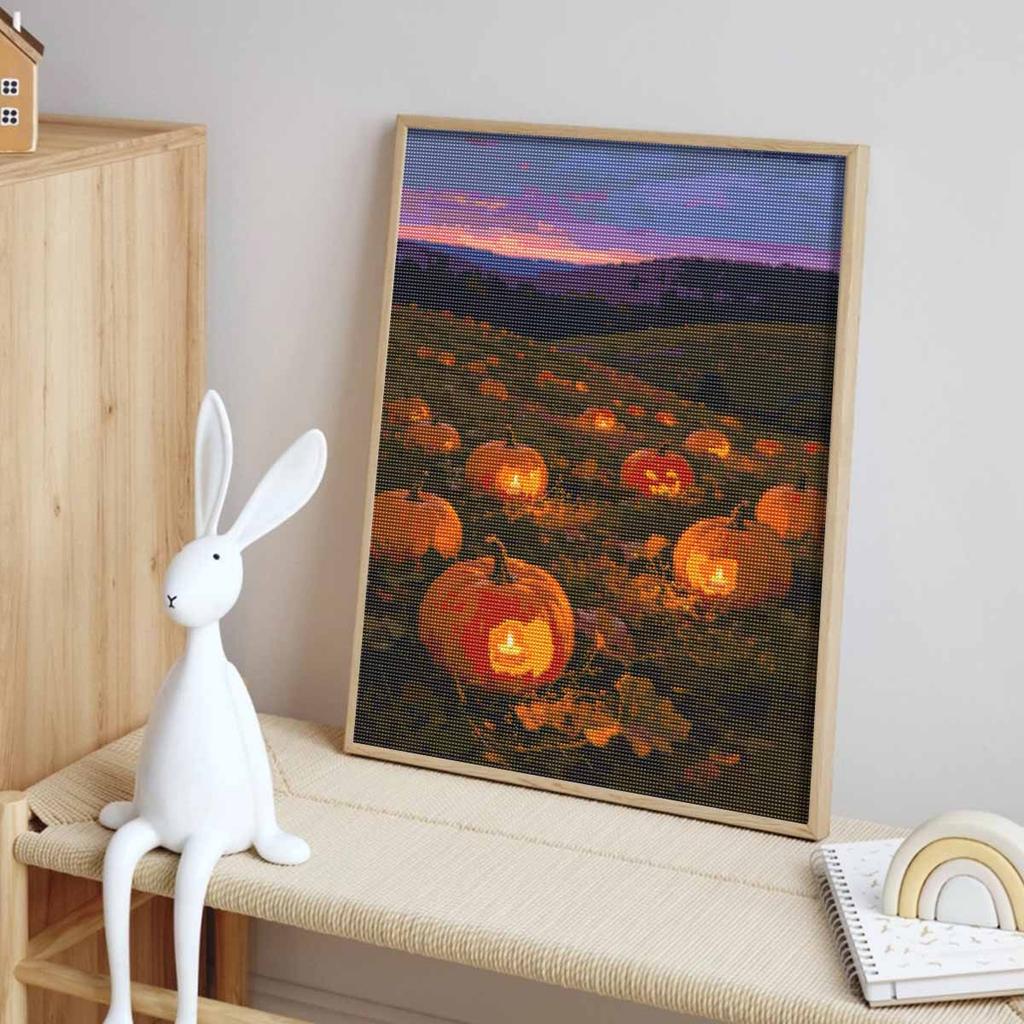 Halloween Pumpkin Patch Sunset Scenery Diamond Painting Kit Handmade Diy Painting Home Decoration Painting