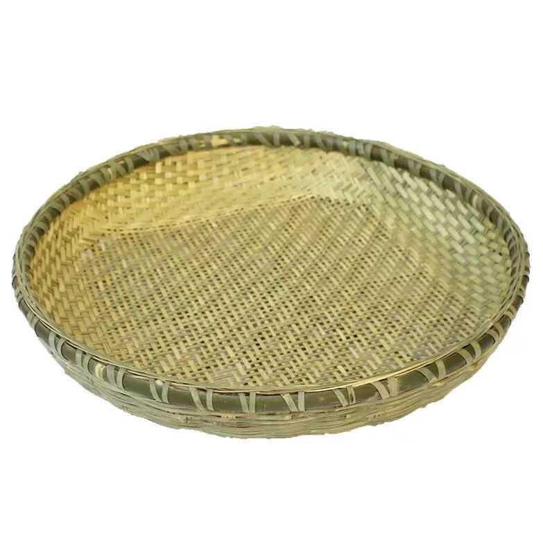 Bamboo Household Winnowing Basket: Perforated & Non-Perforated Bamboo Sieve, Handmade Woven Tray for Dried Goods & Sun-drying Decor