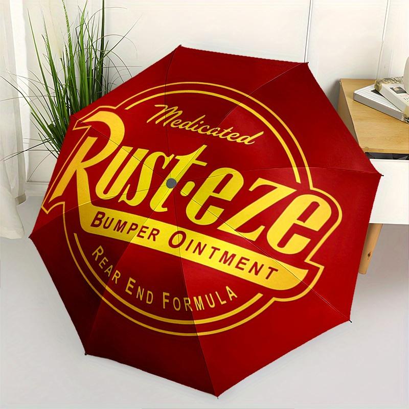 Rust eze,Lightning McQueen Fully automatic themed umbrella   8 ribs durable iron frame, tri fold compact design, perfect as a gift, travel u