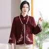 Mom autumn and winter fashion knitted long-sleeved two-piece set medium and old women's cardigan jacket top