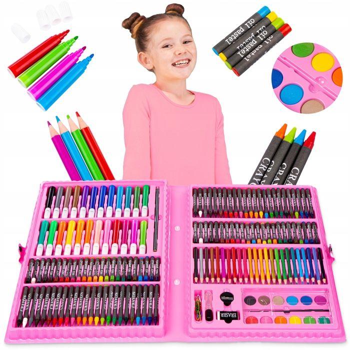 Kinderplay Coffret Artistique 168 Pièces Enfant Avec Valise Crayons Feutres Peintures (KP6842)