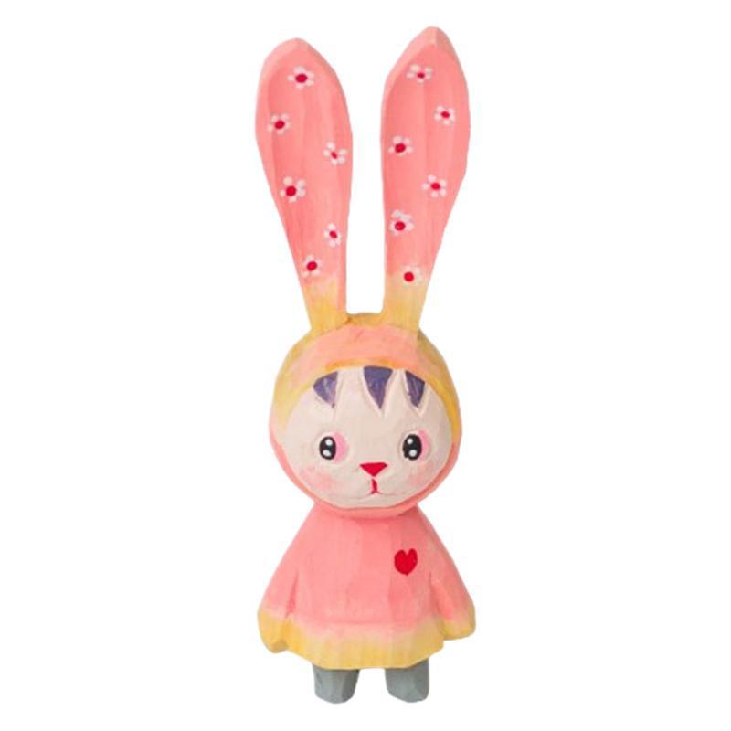 Wooden Bunny Car Stand With Long Ears For Gift And Home Office Decoration In Bright Colors