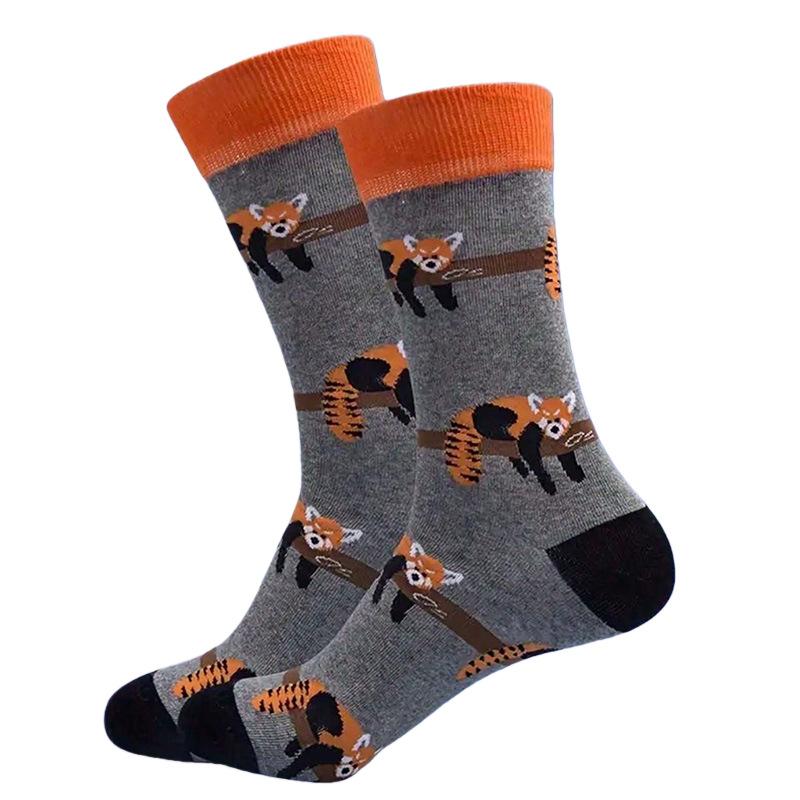 Men's Large-Sized Mid-Calf Cotton Stockings In Animal Life Series Theme Trendy Stockings
