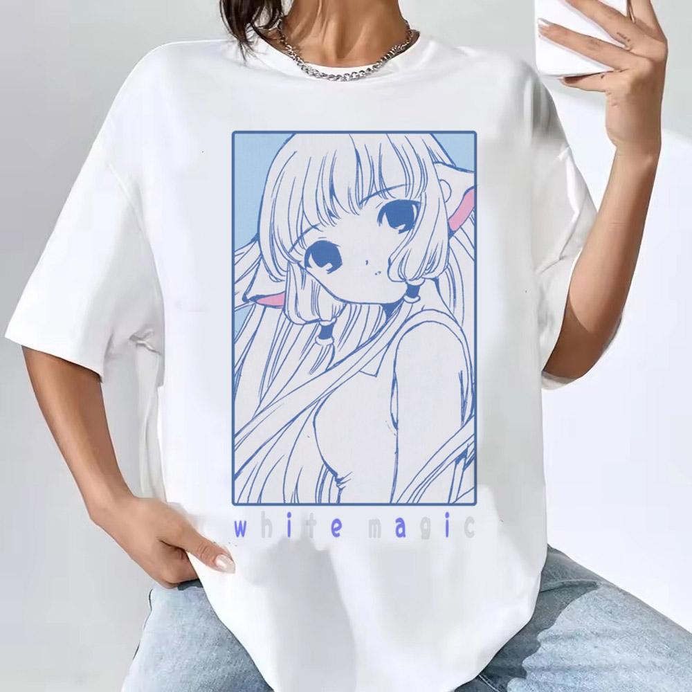 Japanese Anime Chobits T Shirt Women Kawaii Cartoon Vintage Clothes Short Sleeve Aesthetic Top Tees Unisex Female