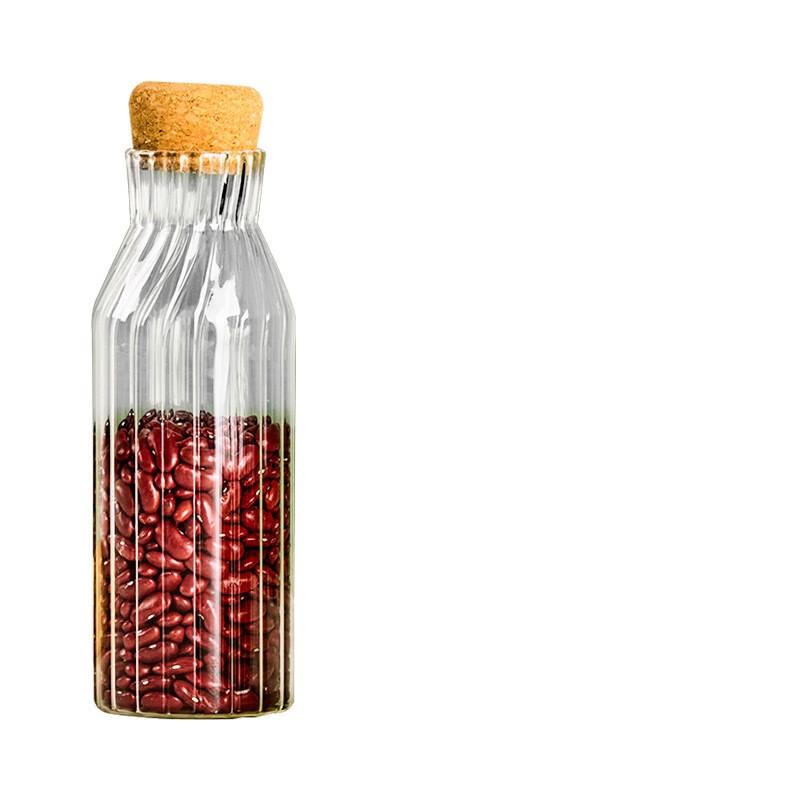 Vertical Stripe Glass Storage Jar with Cork Lid