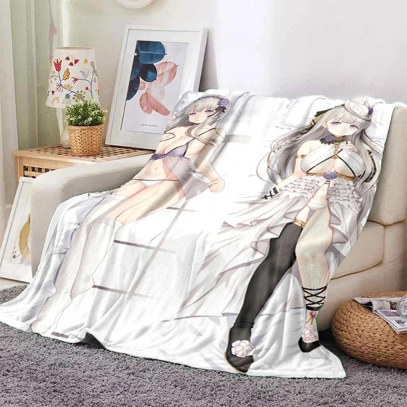 Sexy Anime Girls Blanket Soft Plush Flannel Throws Blankets for Sofa Bed Couch Best Gifts All Season Light Bedroom Warm Decke