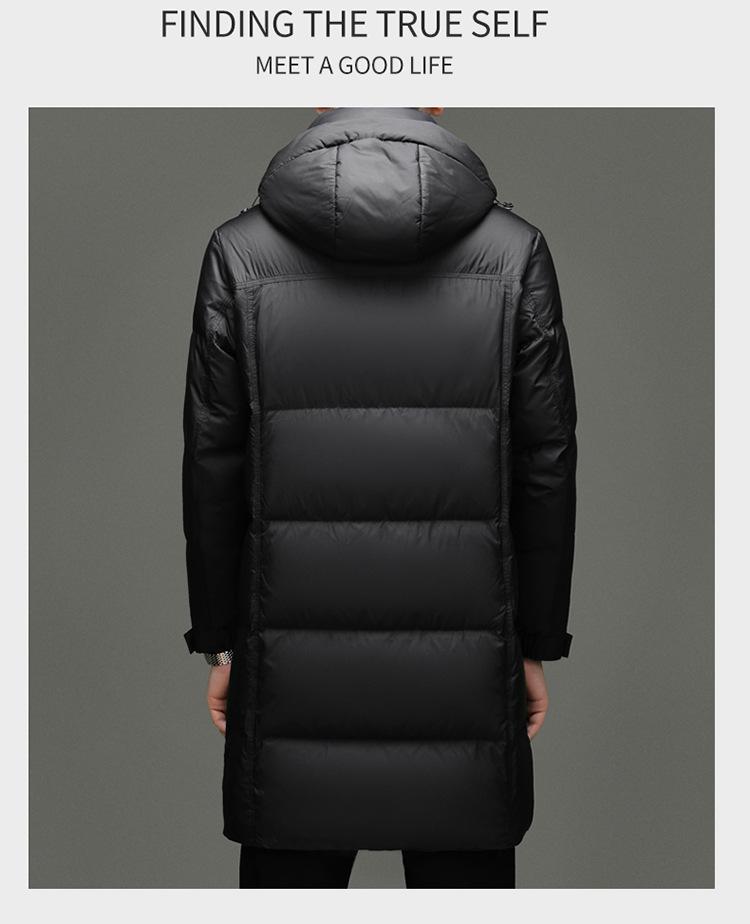 Men's Hooded 90% White Duck Down Jacket - Detachable, Warm Winter Coat
