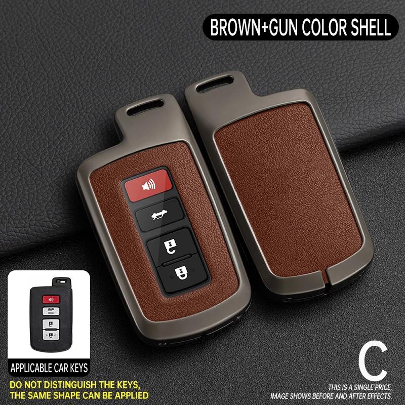 Metal Leather Car Key Case Cover For S0 Prius CHR Aygo Corolla Yaris RAV4 Camry Land Cruiser Highlander Prado Auris Avalon JH0