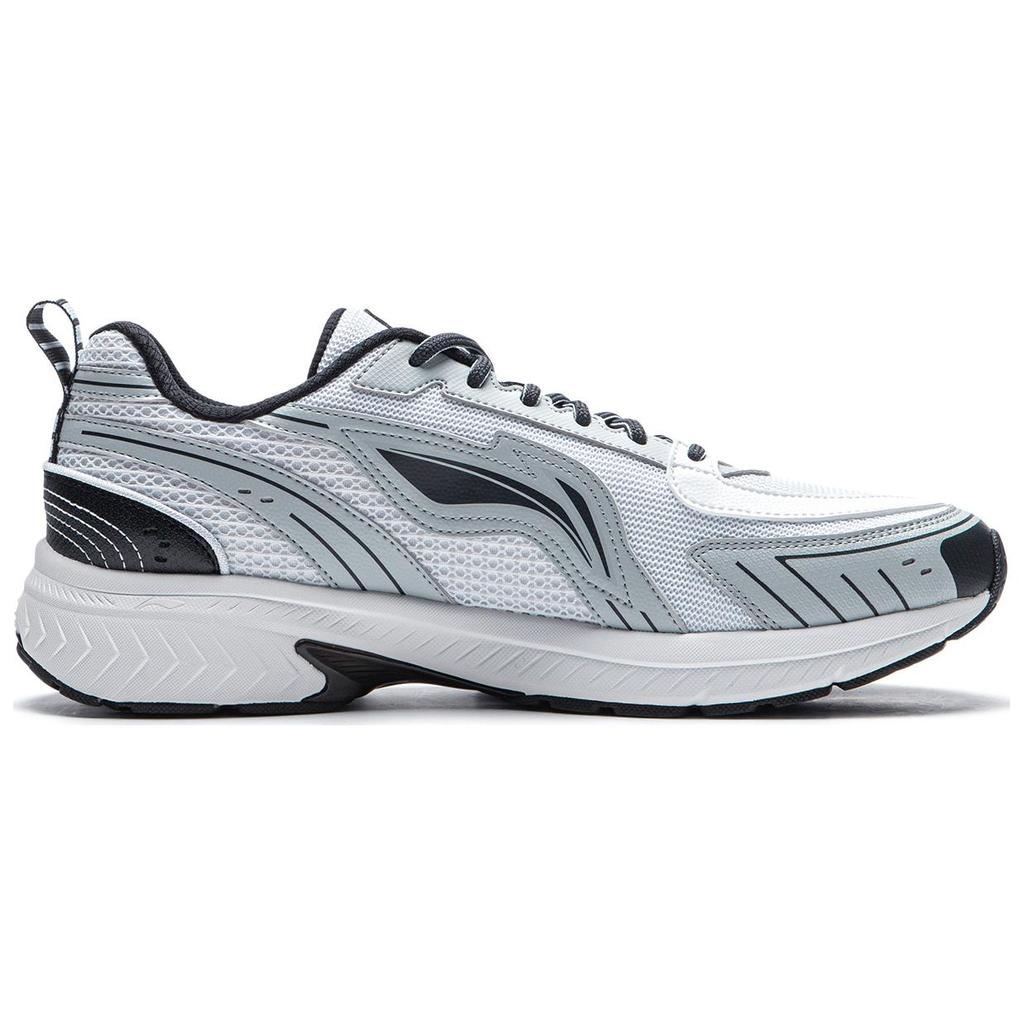 New LiNing Shake 1.5 Cushioned Slip Resistant Abrasion Resistant Low Top Running Shoes Men's White Gray ARXU013-1