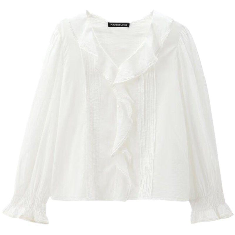 

Fashion Style 2024 Autumn New Women s Clothing Stylish Laminated Decoration Romantic Style Shirt 8482278 White L