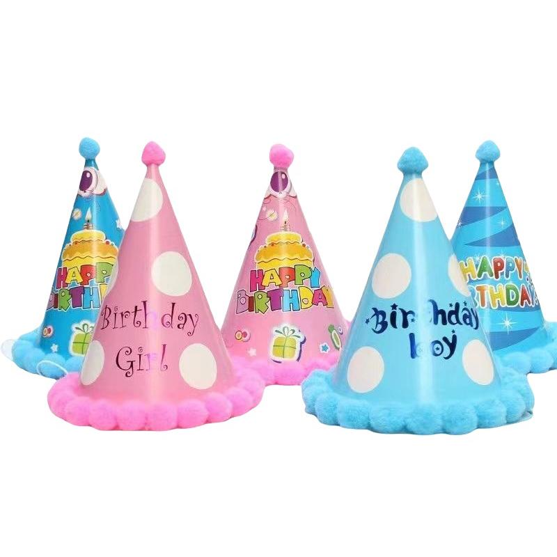 10Pcs/Bag Happy Birthday Party Hats Rainbow Diy Handmade Cap Crown Baby Shower Decoration Boy Girl Birthday Party Photo Props