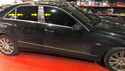 Door Pillar Moldings (6 Pcs, Stainless Steel) for Mercedes E-class W212 2009-2016