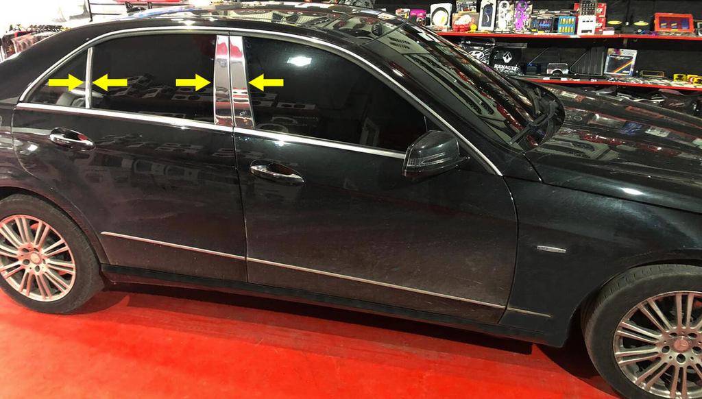 

Молдинги дверних стійок (6 шт, нерж) для Mercedes E-сlass W212 2009-2016 рр.