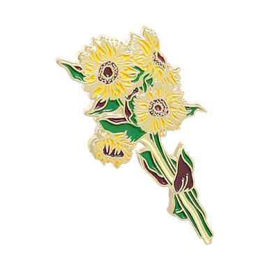 Brooch Sunflower Succulent Plant Flower Enamel Lapel Pins Badge Women Girls Accessories for Clothing Crafting Gift