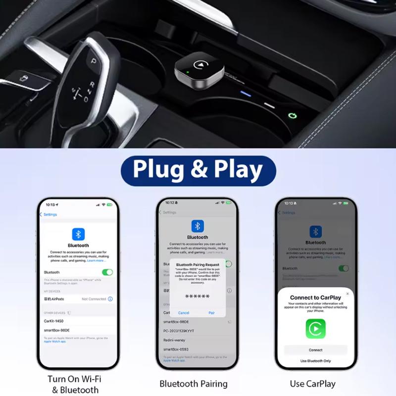 2026 New 2in1 Wired To Wireless CarPlay Adapter, Android Auto Dongle, High-Quality Car Accessory Smart Box 5GHz WiFi Type-C/USB