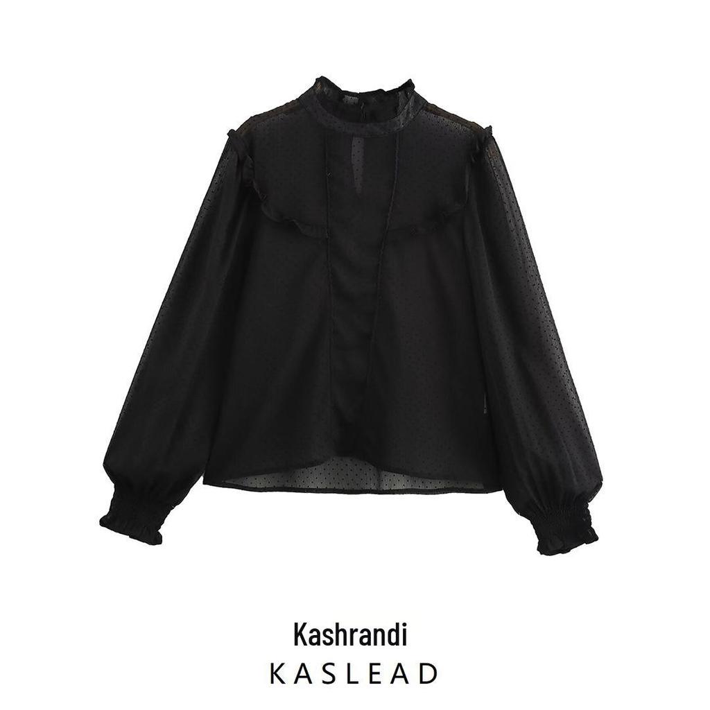 2024 Winter Women's European & American Style Romantic Tulle Fashion Shirt