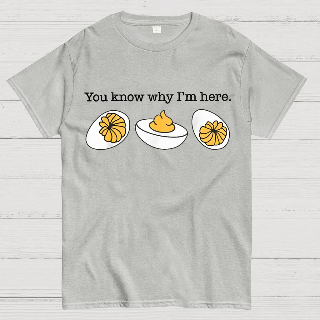Retro Thanksgiving Dinner You Know Why I'm Here Deviled Egg Cotton Summer Casual Cool Loose T-Shirt