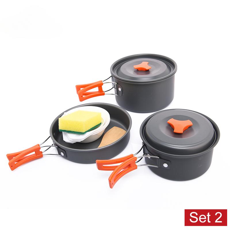 Widesea Camping Outdoor Cookware Set Tableware Cooking Cutlery Utensils Hiking Picnic Travel Equipment Tourist Cooker Fishing