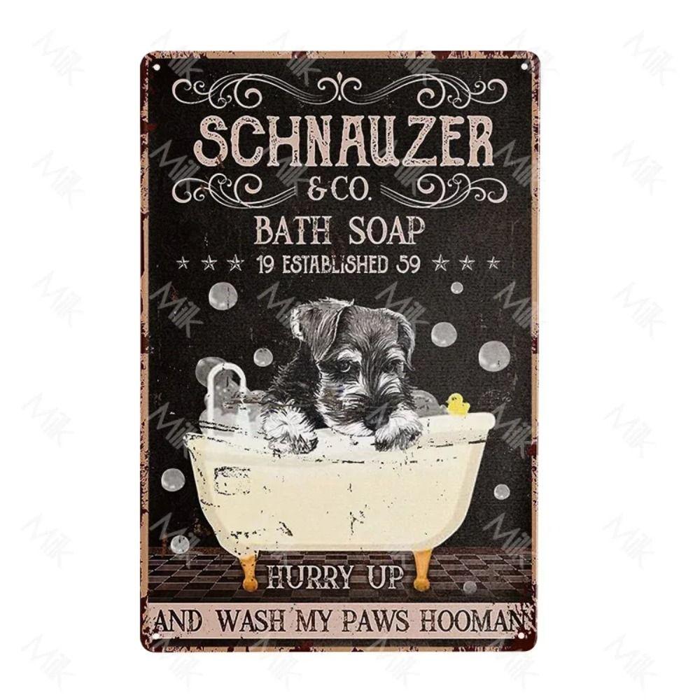 Металлическая табличка с изображением шнауцера, Стальная декоративная табличка для дома