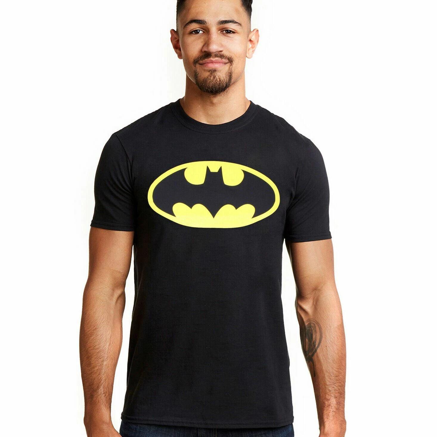 Official DC Comics Mens Batman Logo T-shirt Black Sizes S - XXL 4XL