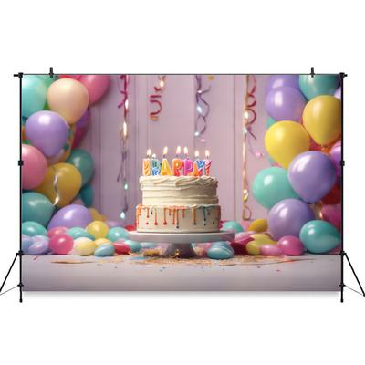 Geburtstagstorte Party Fotografie Hintergrund Ballon Crush Kind Babyparty Mädchen Kulisse Dekoration Requisiten Studio Fotobereich